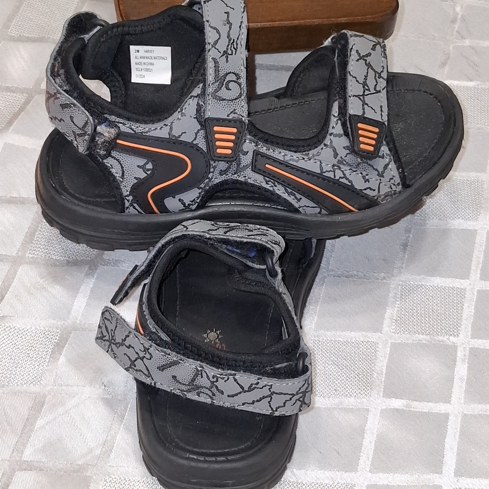 Harveys Kids Sandals in Gray and Black with Orange Accents